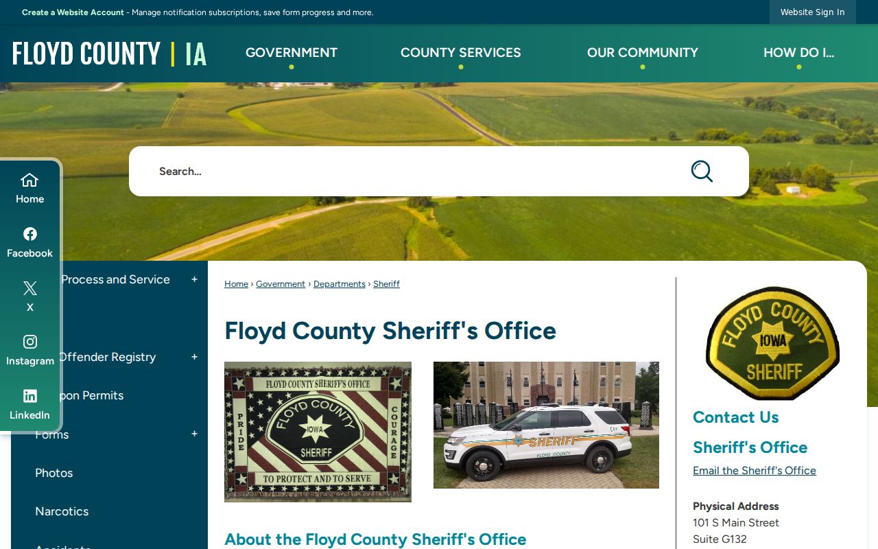 Floyd County Sheriff criminal records and jail services page